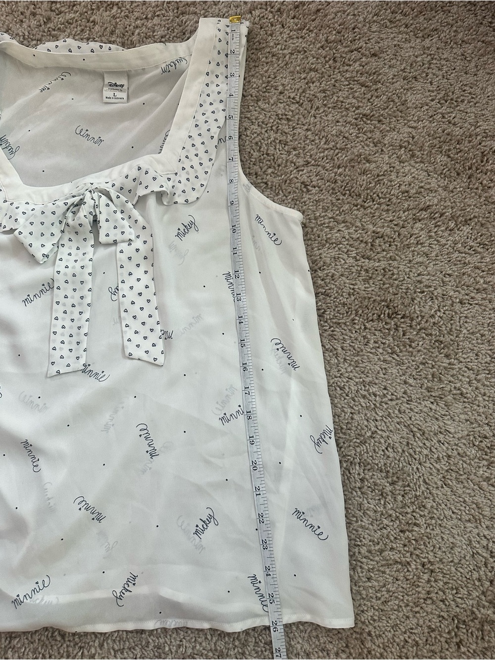 Disney Lauren Conrad Minnie Mouse Bow Blouse Tank Top Women's Large White - Picture 6 of 7